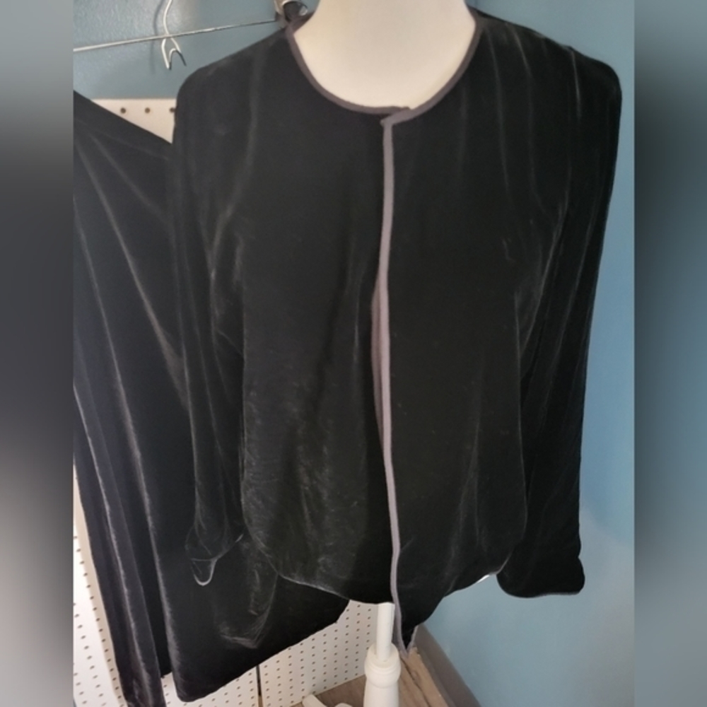 Eileen Fisher size‎ Large 2 piece skirt & blazer suit set velvety silk